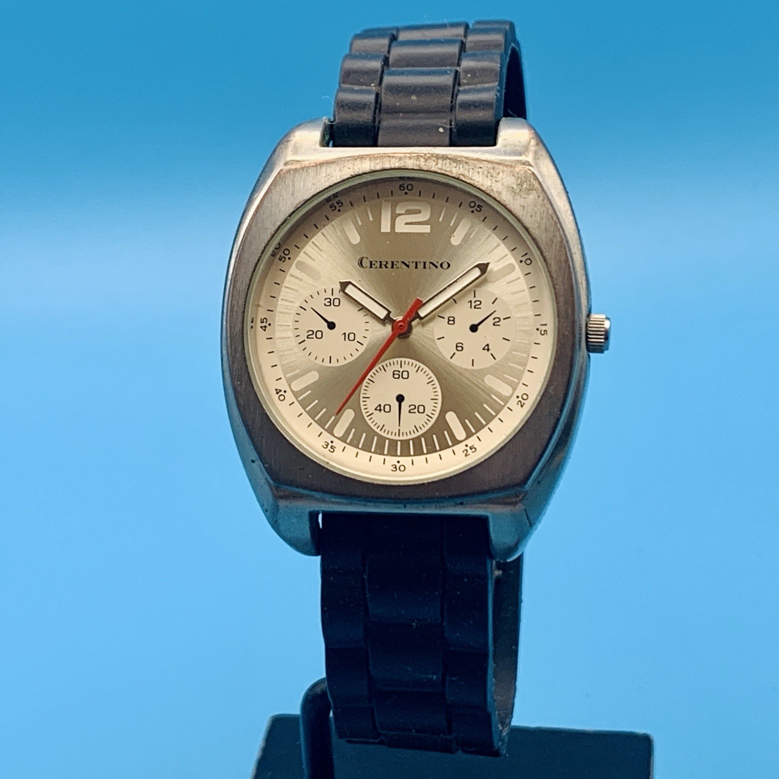 CERENTINO By ACCUTIME RB004 Quartz Wristwatch Faux Subdials Working New Battery
