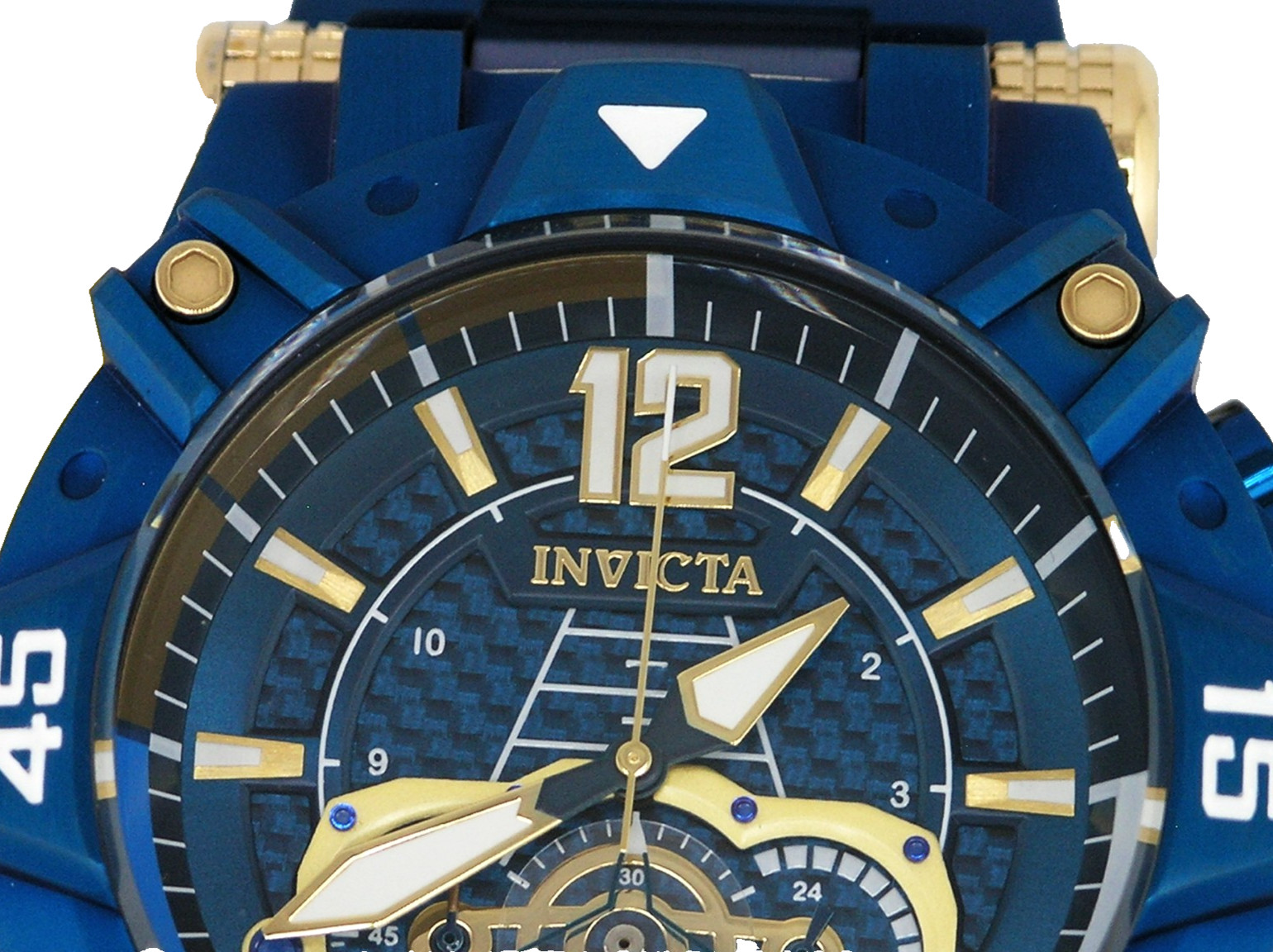 NEW INVICTA 40174 AVIATOR CHRONOGRAPH BLUE CARBON FIBER DIAL STEEL QUARTZ 52MM