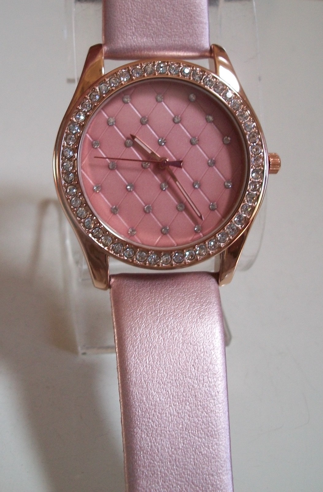 Fashion Green, Blush, Brown, Pink, Black Leather Band Rhinestone Women’s Watch