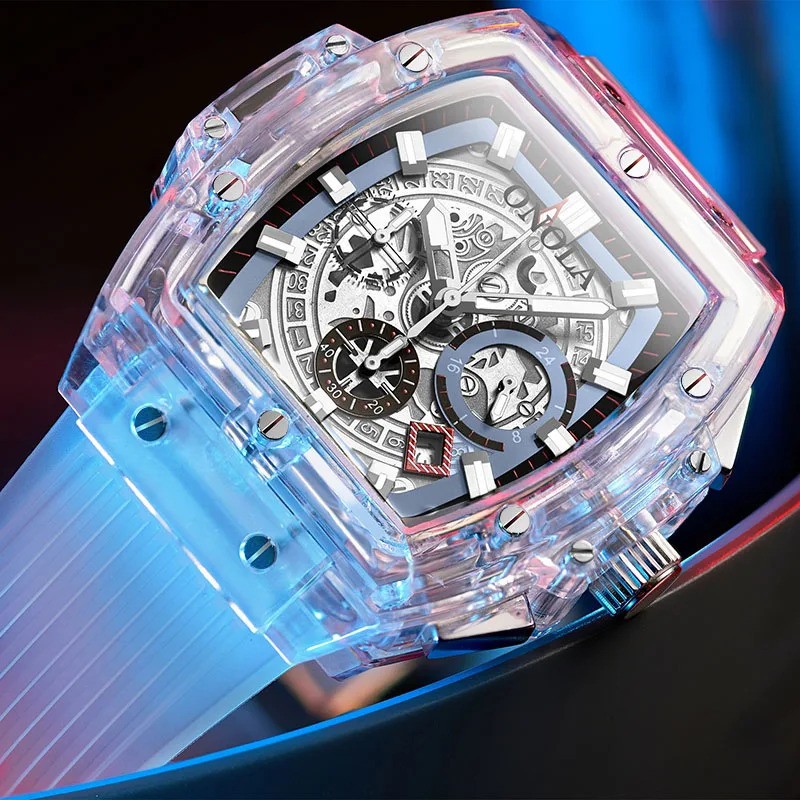 ONOLA Luxury Multi-functionTransparent Waterproof Quartz Luminous watch for Men