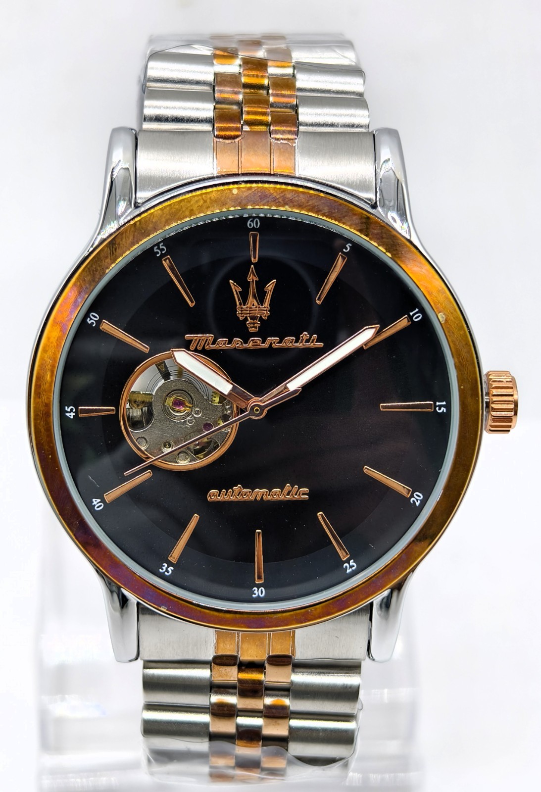 Awesome Maserati Automatic Black Dial Dual Tone Band Analog Men’s Wrist Watch