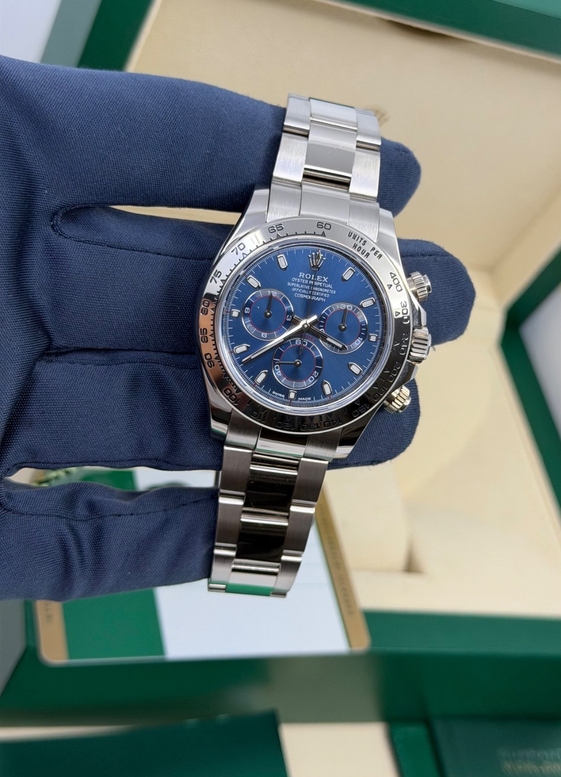 2016 Blue Dial Box Papers ROLEX COSMOGRAPH DAYTONA 40MM 116509 18K White Gold