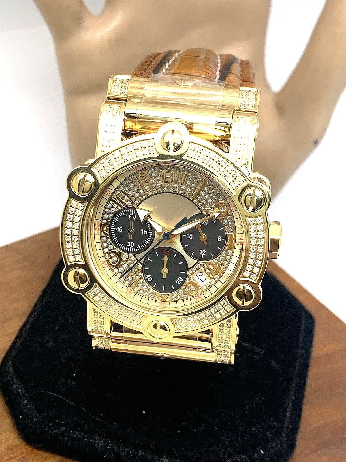 JBW Men’s Watch JB6215-10C Phantom 10 YR Anniversary Diamond Quartz Gold Dial
