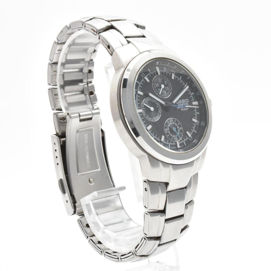 Casio Edifice EF-305 Chronograph Quartz Mens Watch Black Silver Working Japan