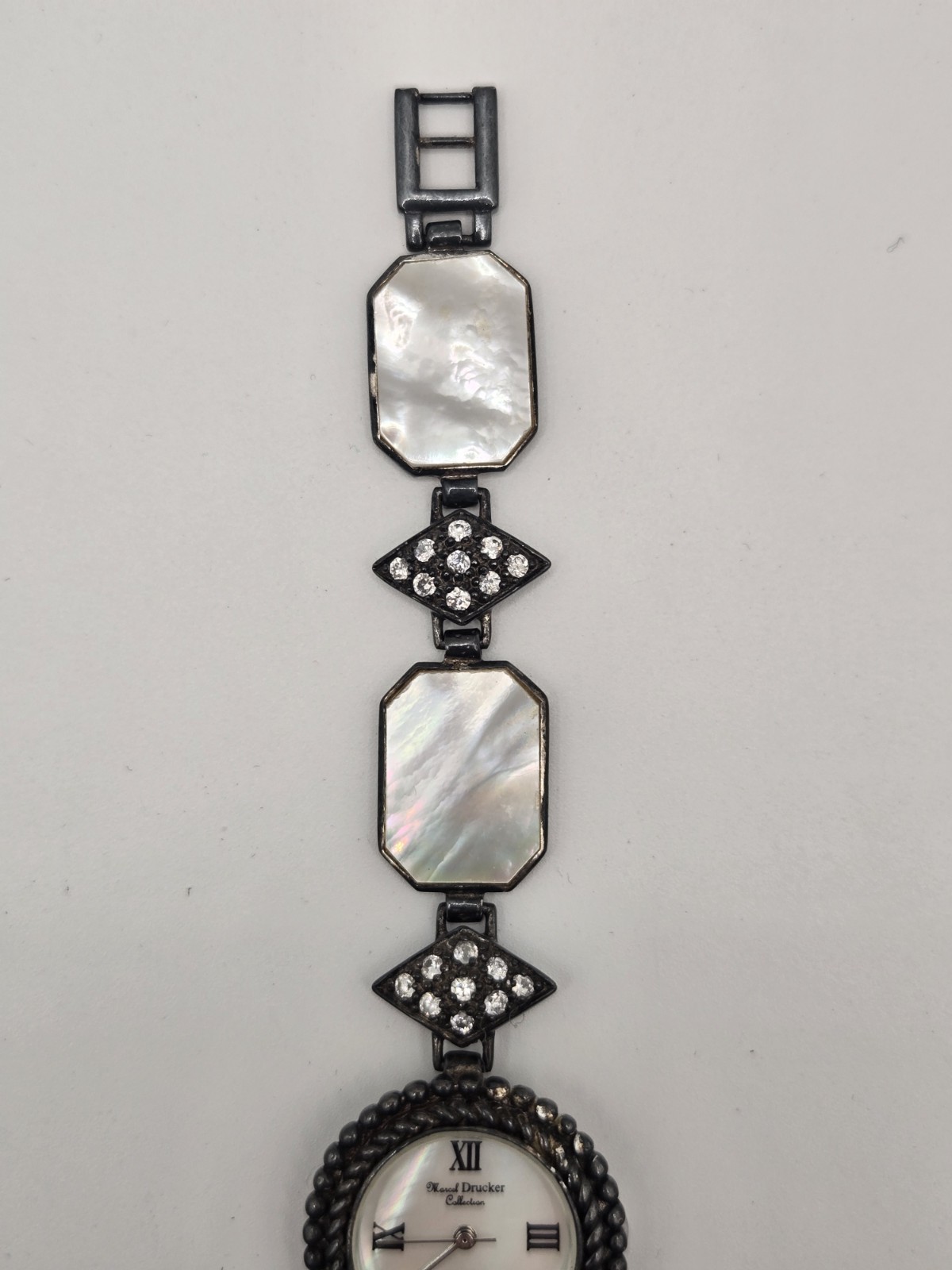 Marcel Drucker watch, silver-tone bracelet with Opal Colores And Crystal Vntg
