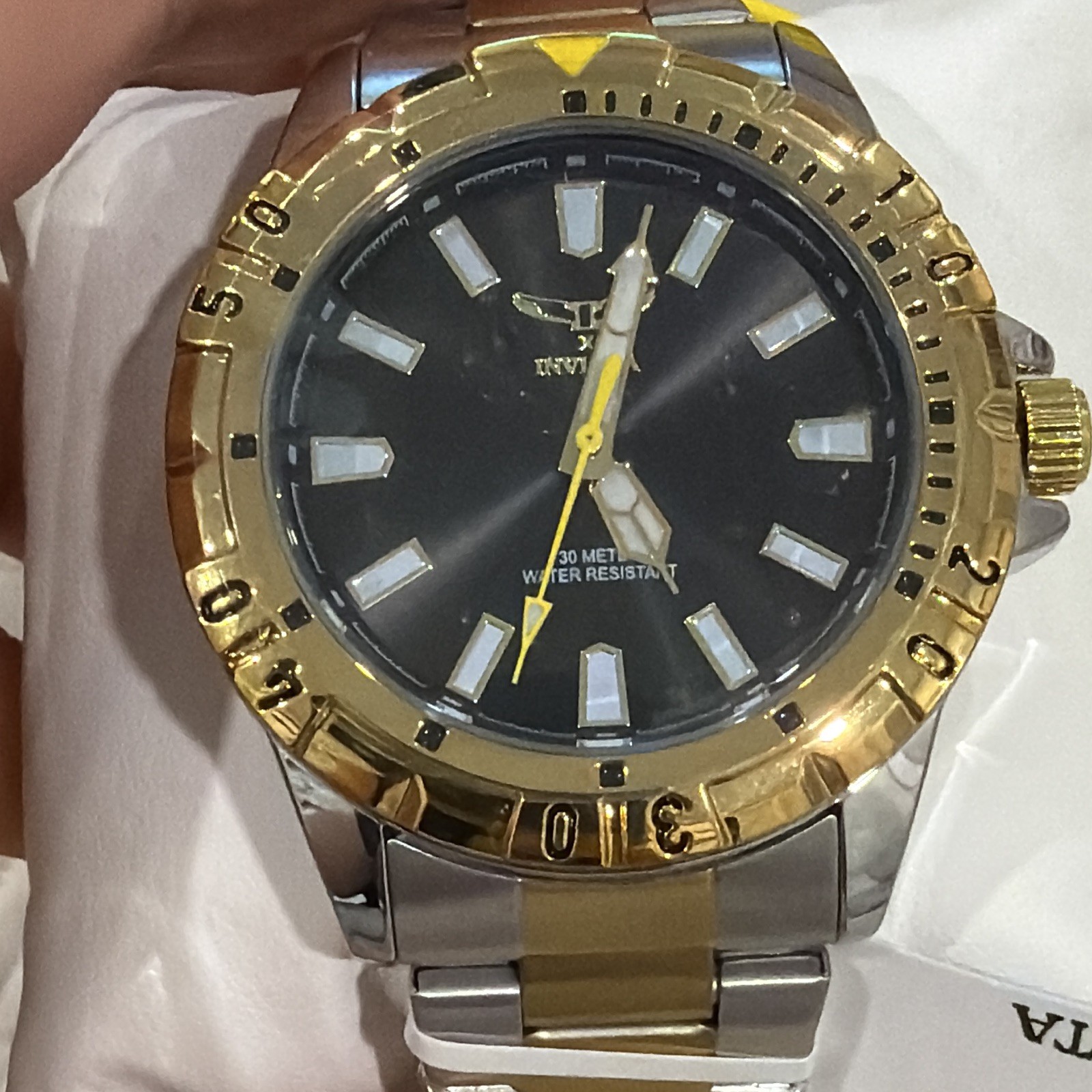 Invicta I-Force Men’s Quartz Analog Two-Tone Bracelet Black Dial 46mm w/ Box