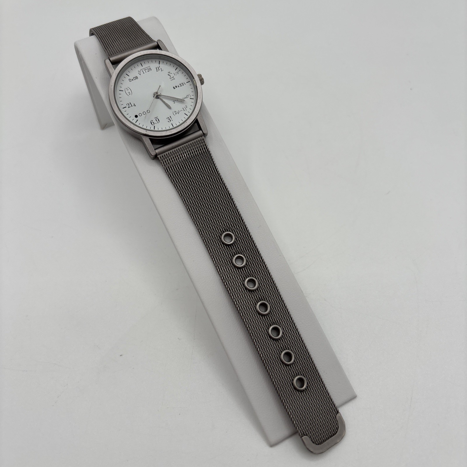 Math Dial Watch Math Equation At Each Hour Stainless Steel Mesh Band Untested