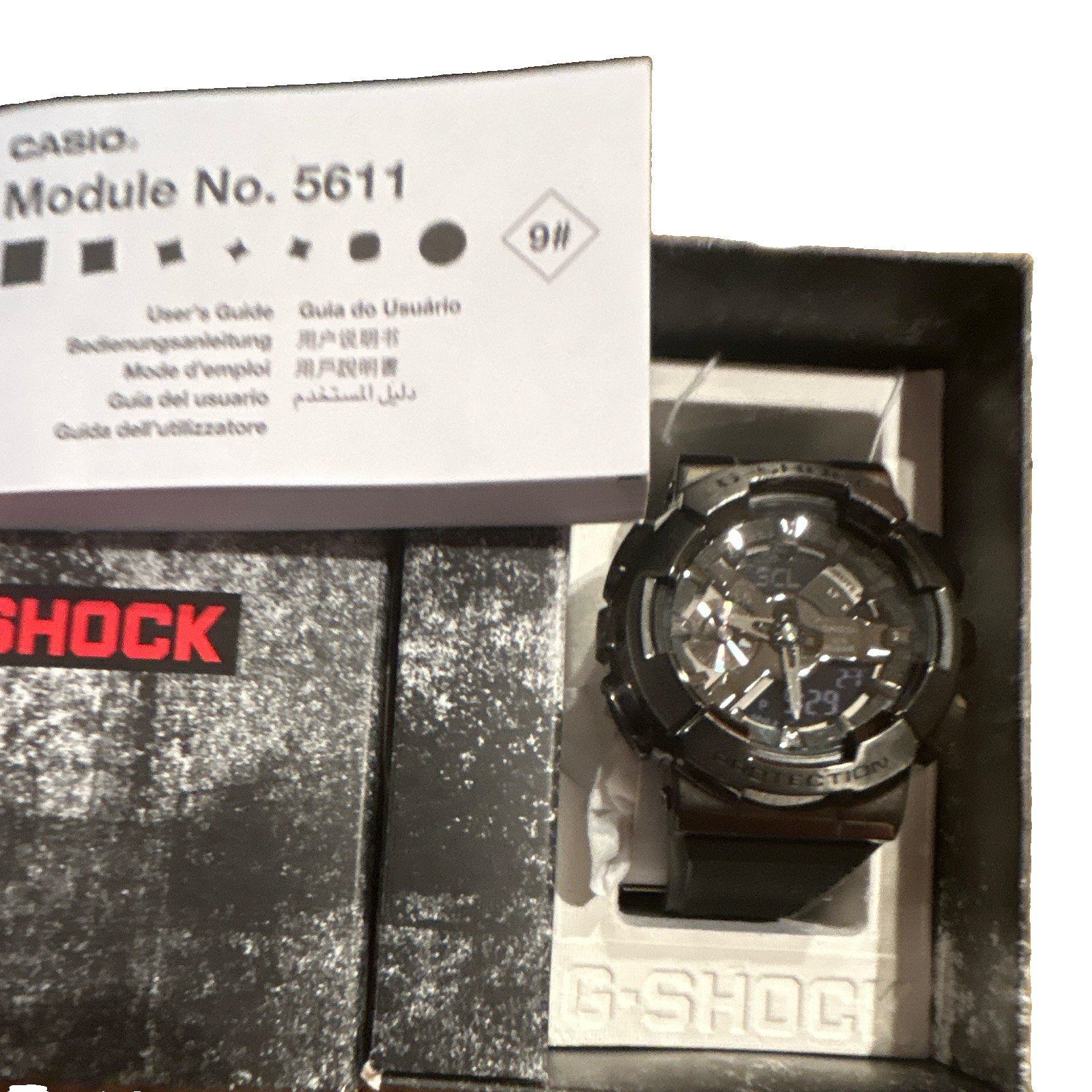 Casio G-SHOCK Analog Quartz Black Resin 200m Shock-Resistant 55mm Box Papers
