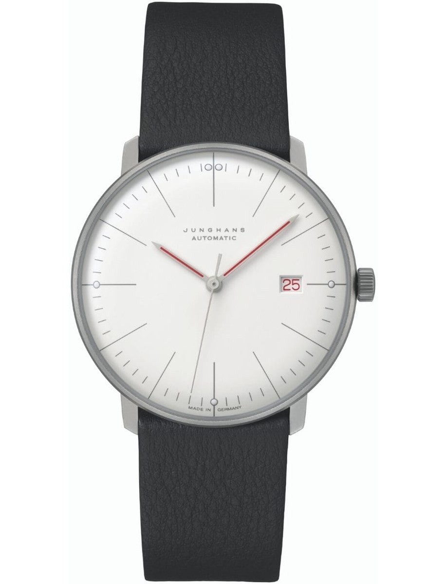 Junghans Max Bill Automatic Bauhaus 38mm White Dial Leather Watch 27/4009.02