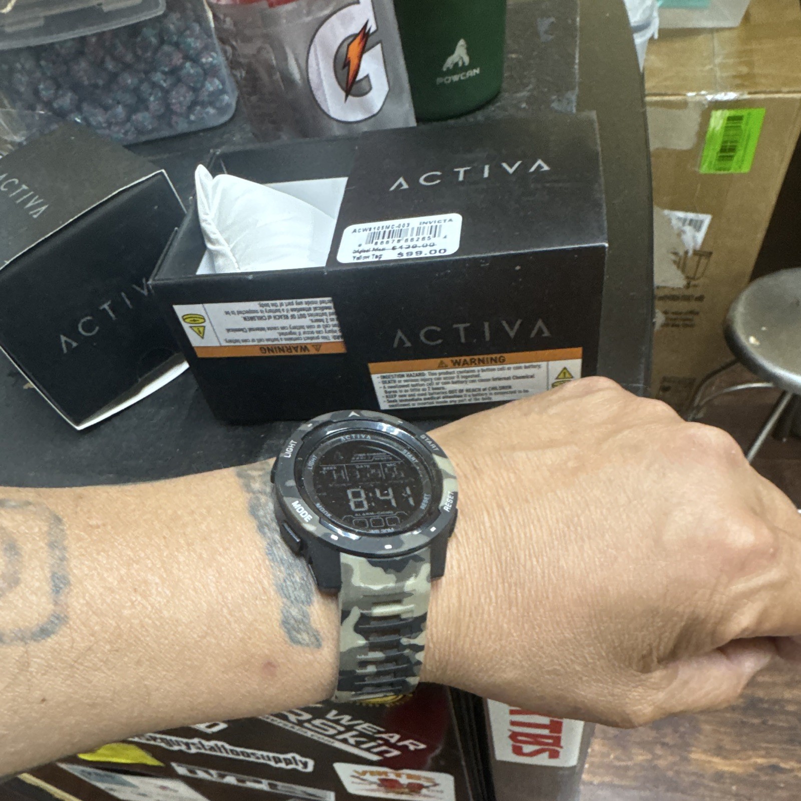 Activa Digital Camo Sport Watch Quartz 45mm Alarm Chrono 30m w/ Box