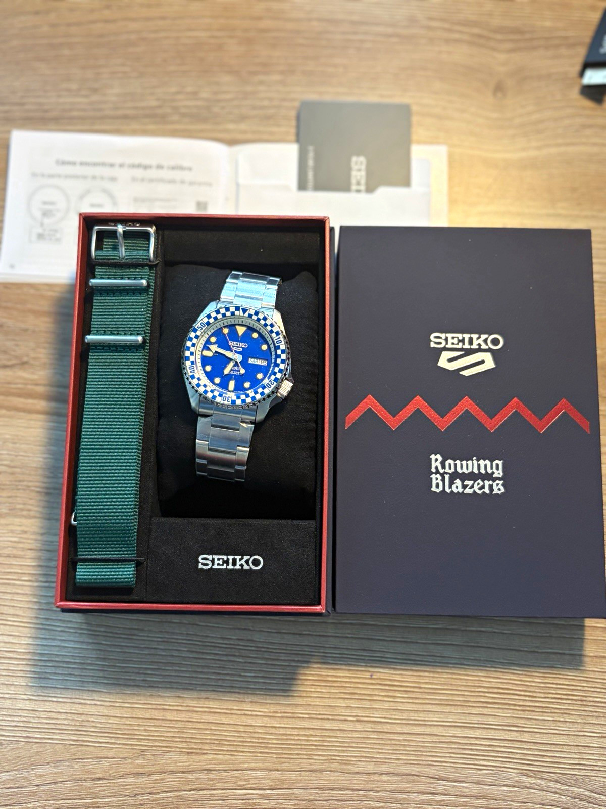 Seiko 5 Sports Rowing Blazers Auto Blue Dial 42mm Day/Date Box Papers