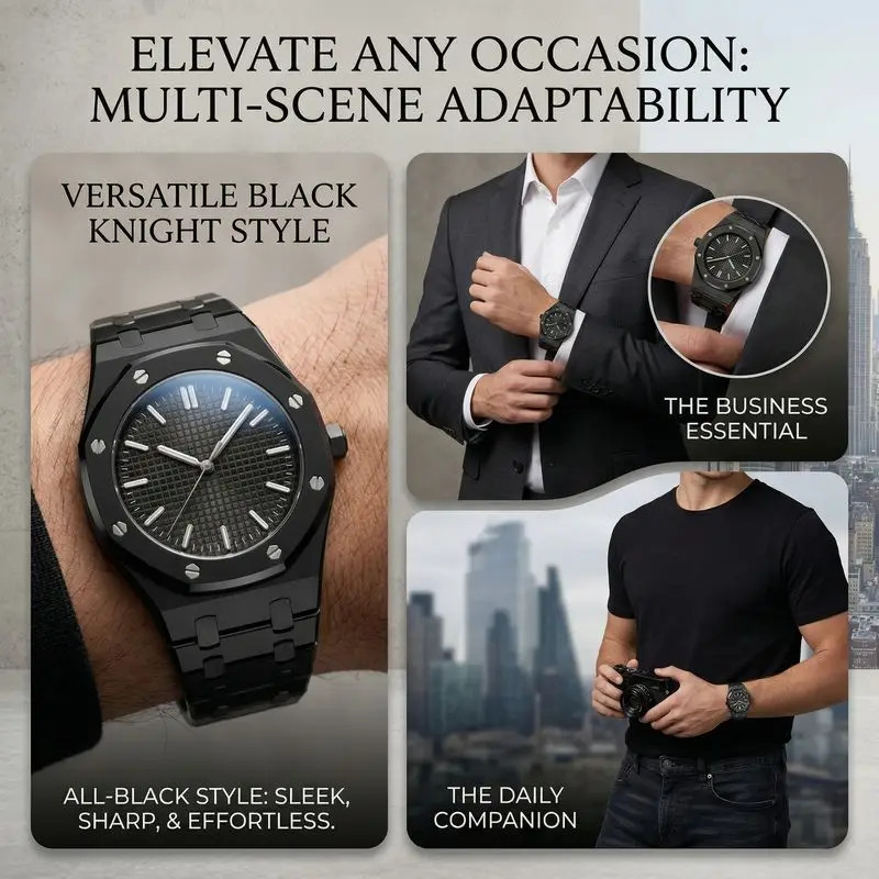 1Pc Simple and Stylish Octagonal Bezel Mesh Dial Black Steel Strap Watch Unisex