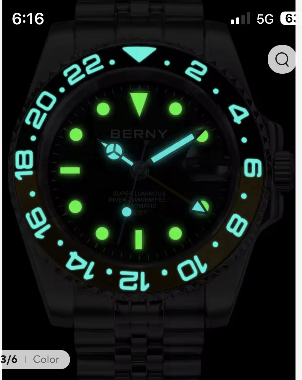 BERNY Watch Automatic GMT Black Dial Men’s Watch 1