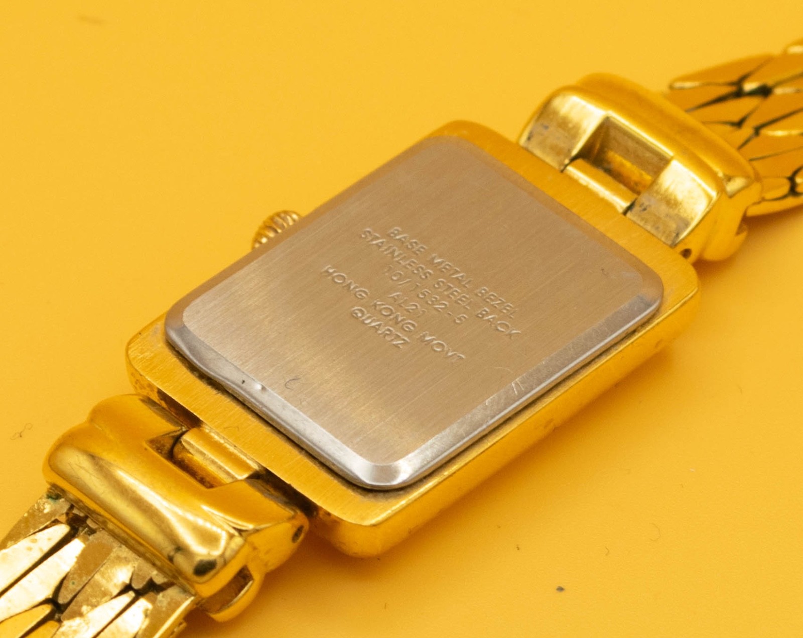 Anne Klein II Gold Tone Rectangular Bracelet Watch White Roman Dial Quartz
