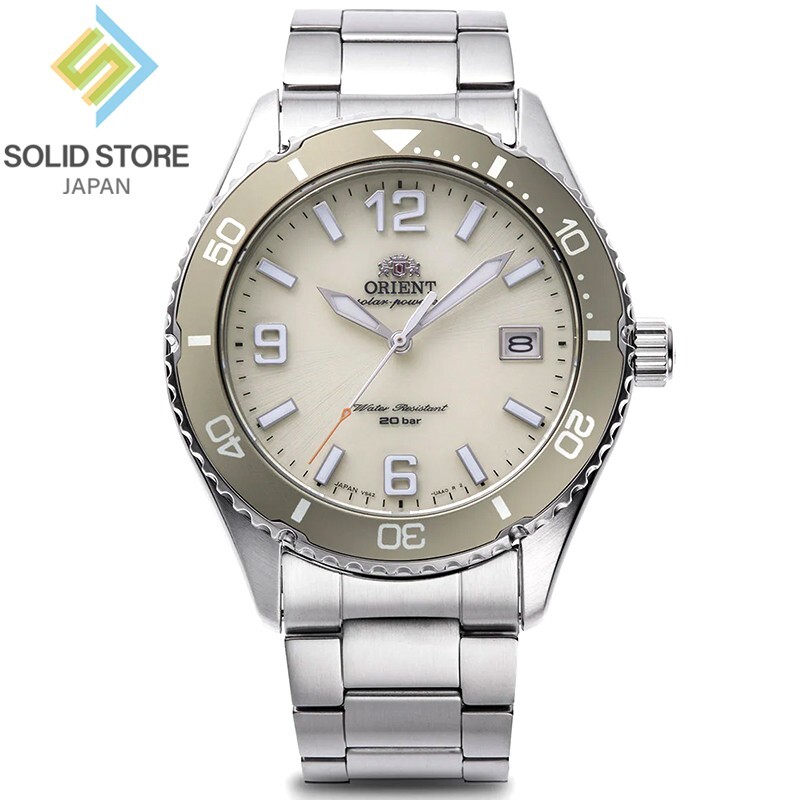 ORIENT Mako 40 RN-WJ0003S Sports Solar Powered Quartz Watch Ivory Dial 39.9 mm