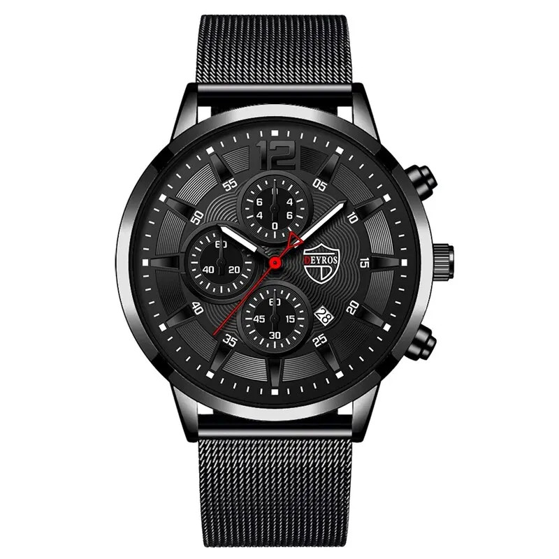 Men’s Minimalist Quartz Watch with Stainless Steel Mesh Band