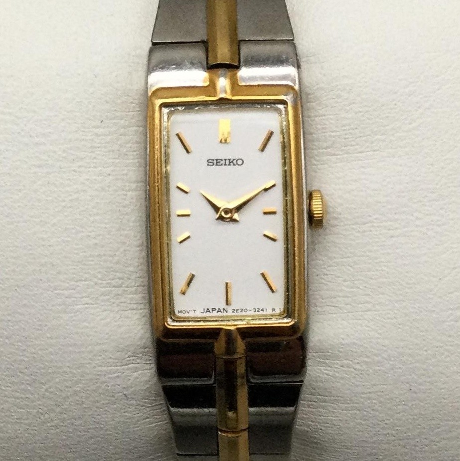Seiko Womens Watch 13mm White Dial Two Tone Bracelet 2E20-7479 New Battery 5.5″