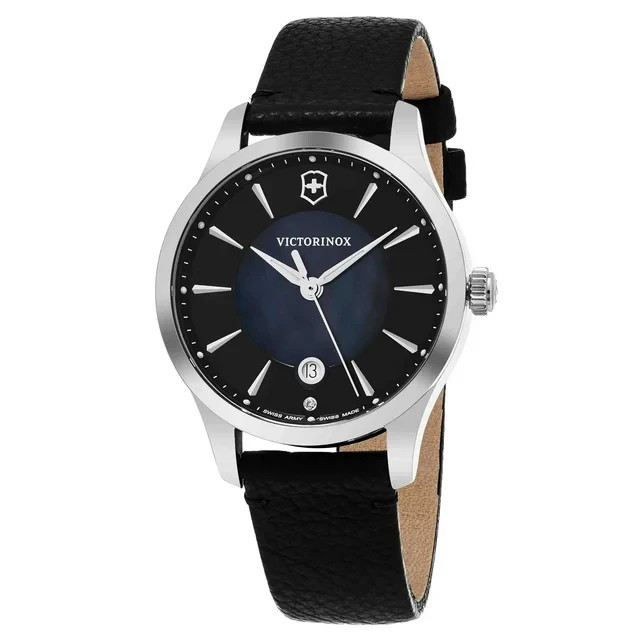 NWT Victorinox Swiss Army Women’s Watch Alliance Leather Strap Black Dial 241754