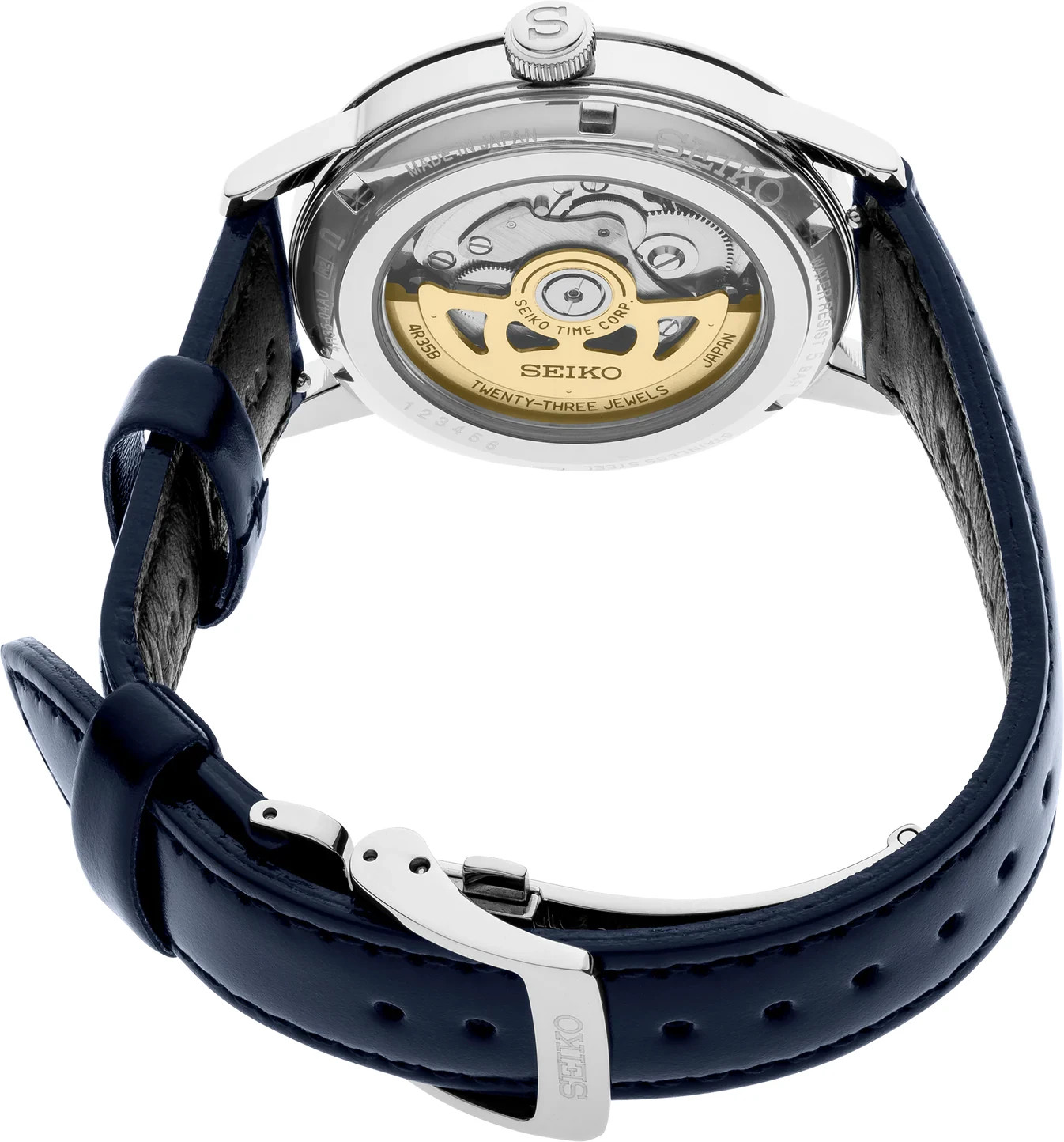Seiko Presage Cocktail Time Automatic Leather Strap Blue 38.5 mm Watch – SRPE43