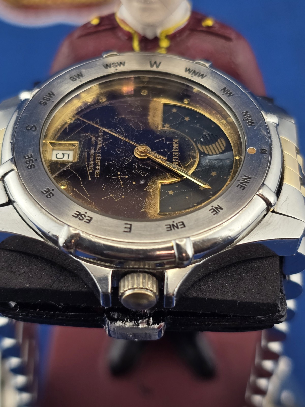 Krieger M882 Lunar Chronometer Celestial Dial Moon phase Compass Bezel Watch
