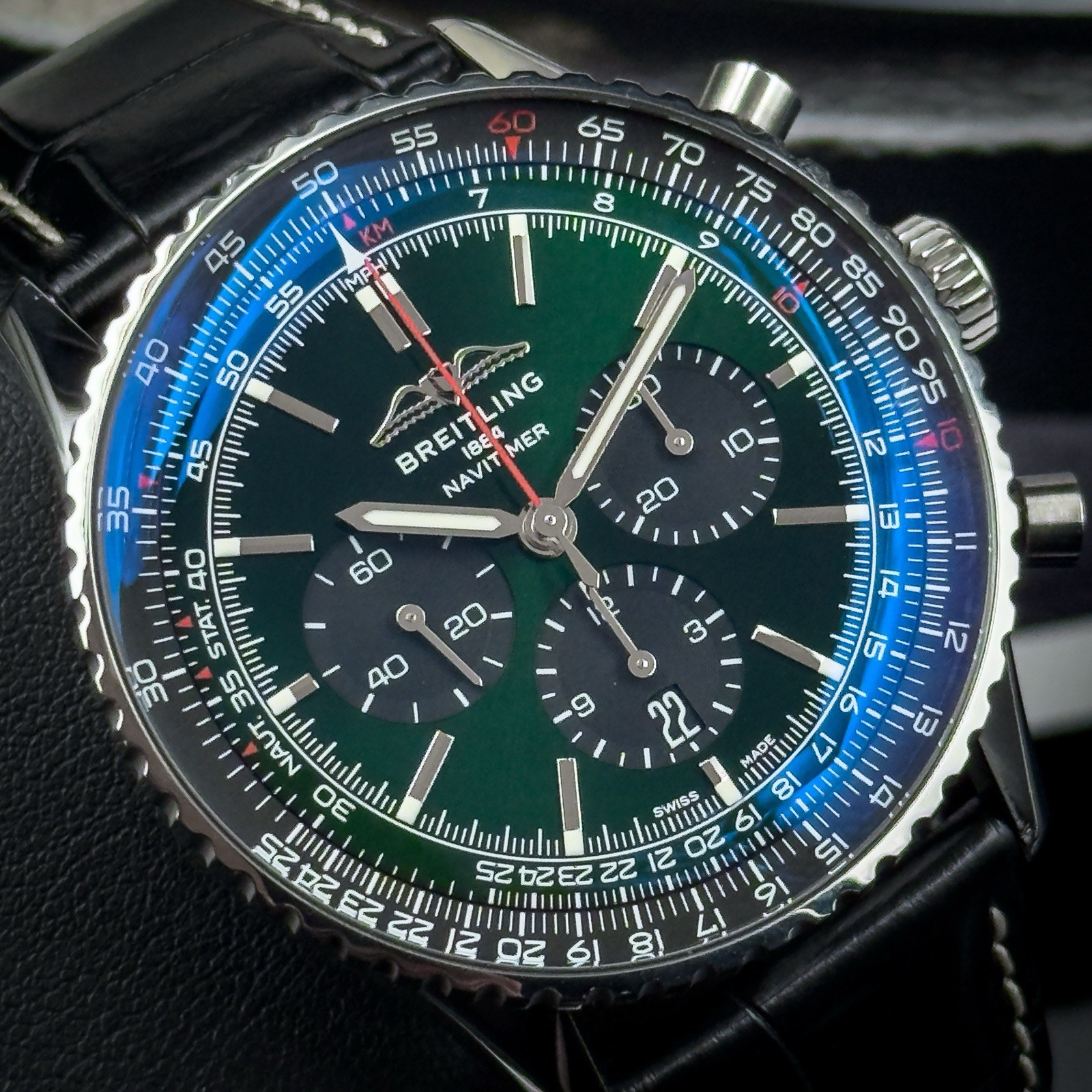 2022 Breitling Navitimer B01 46mm AB0137 Green Dial Under Warranty