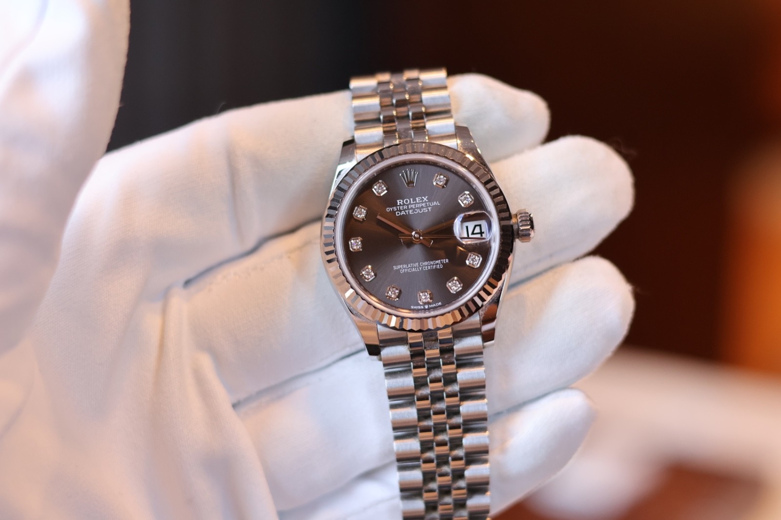 Rolex Datejust 31 Grey Diamond dial mint condition 2021 Full Set 278274 Jubilee