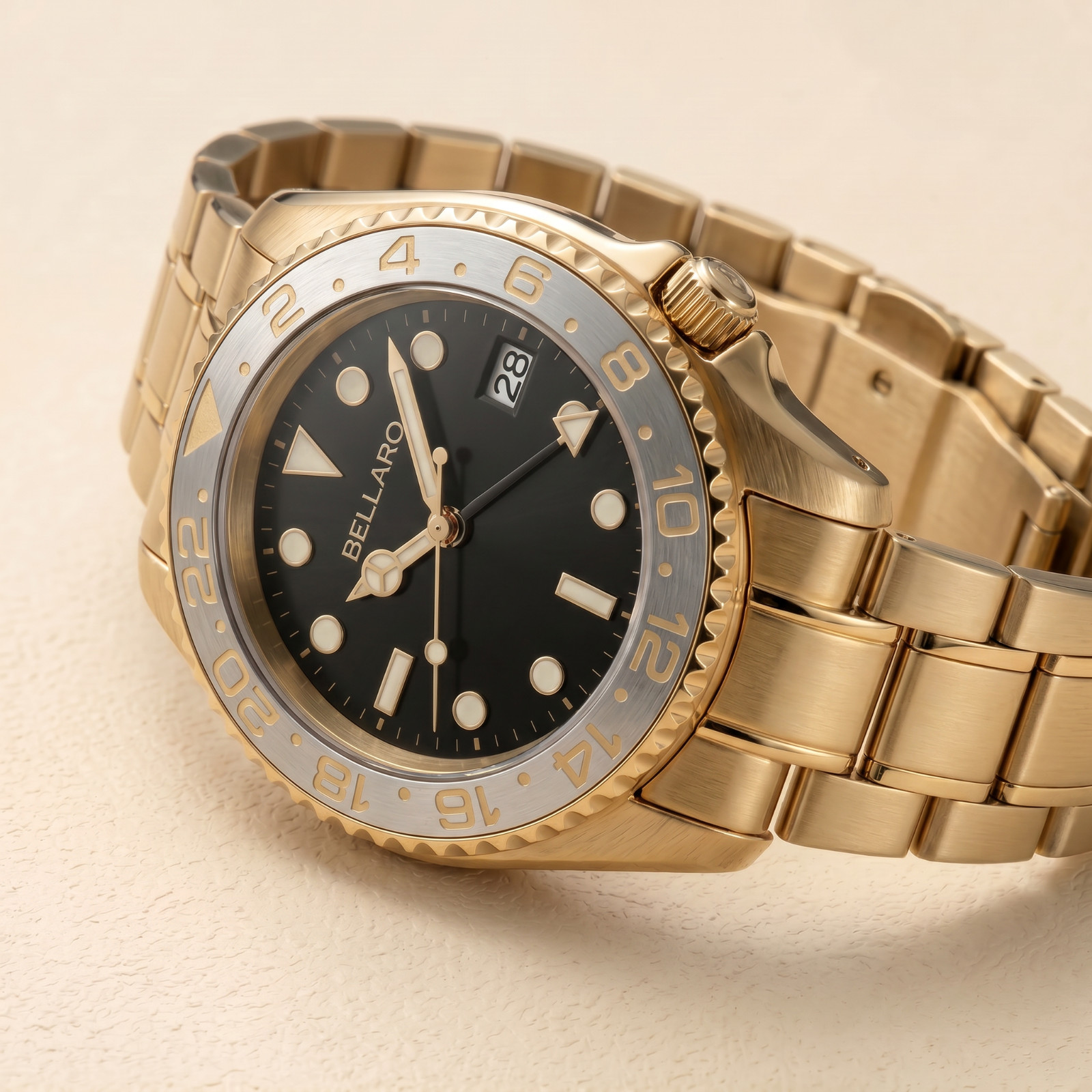 BELLARO GMT Style Watch – NH35 Automatic – Sapphire Crystal Gray Dial