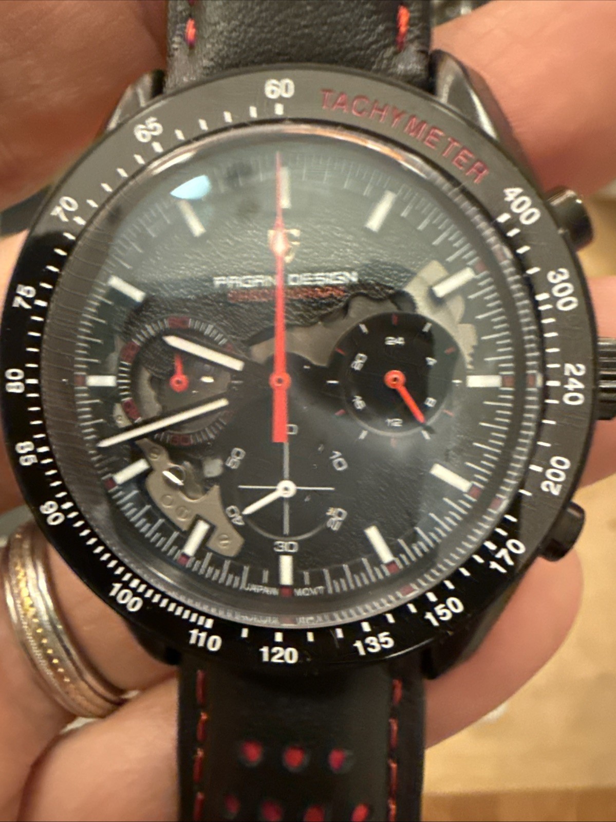 Pagani Design Men’s Watch PD-1779 Chronograph Red Black Dark side of Moon