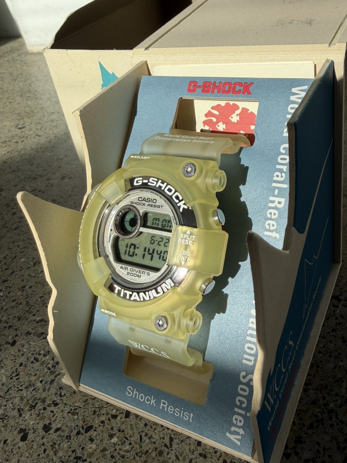 BOX SET Vintage Casio G-Shock Frogman DW-8201WC-7T WCCS Titanium JDM Watch