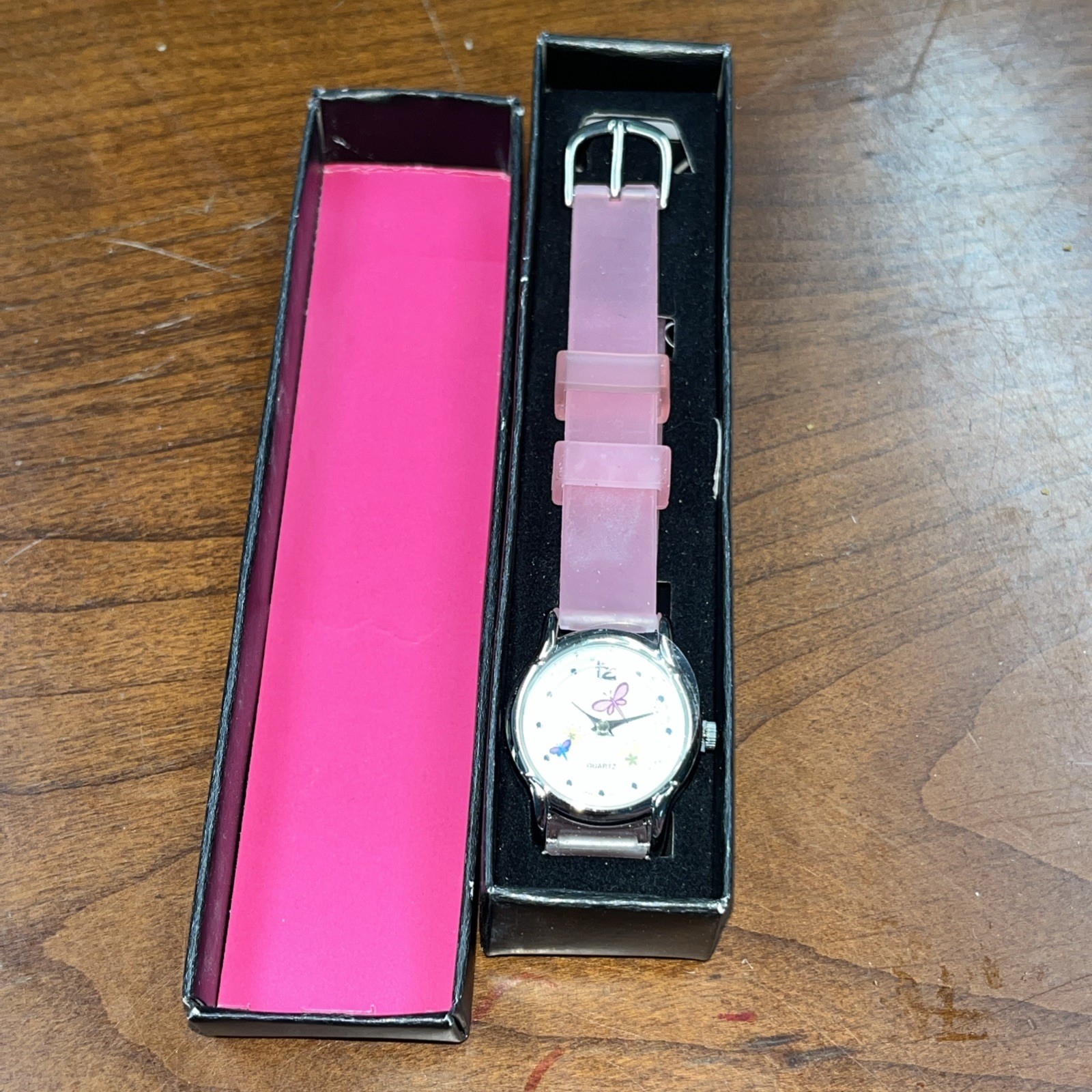 AVON SPRING GARDEN DRAGONFLY SILICONE STRAP WATCH Pink BOX New Battery