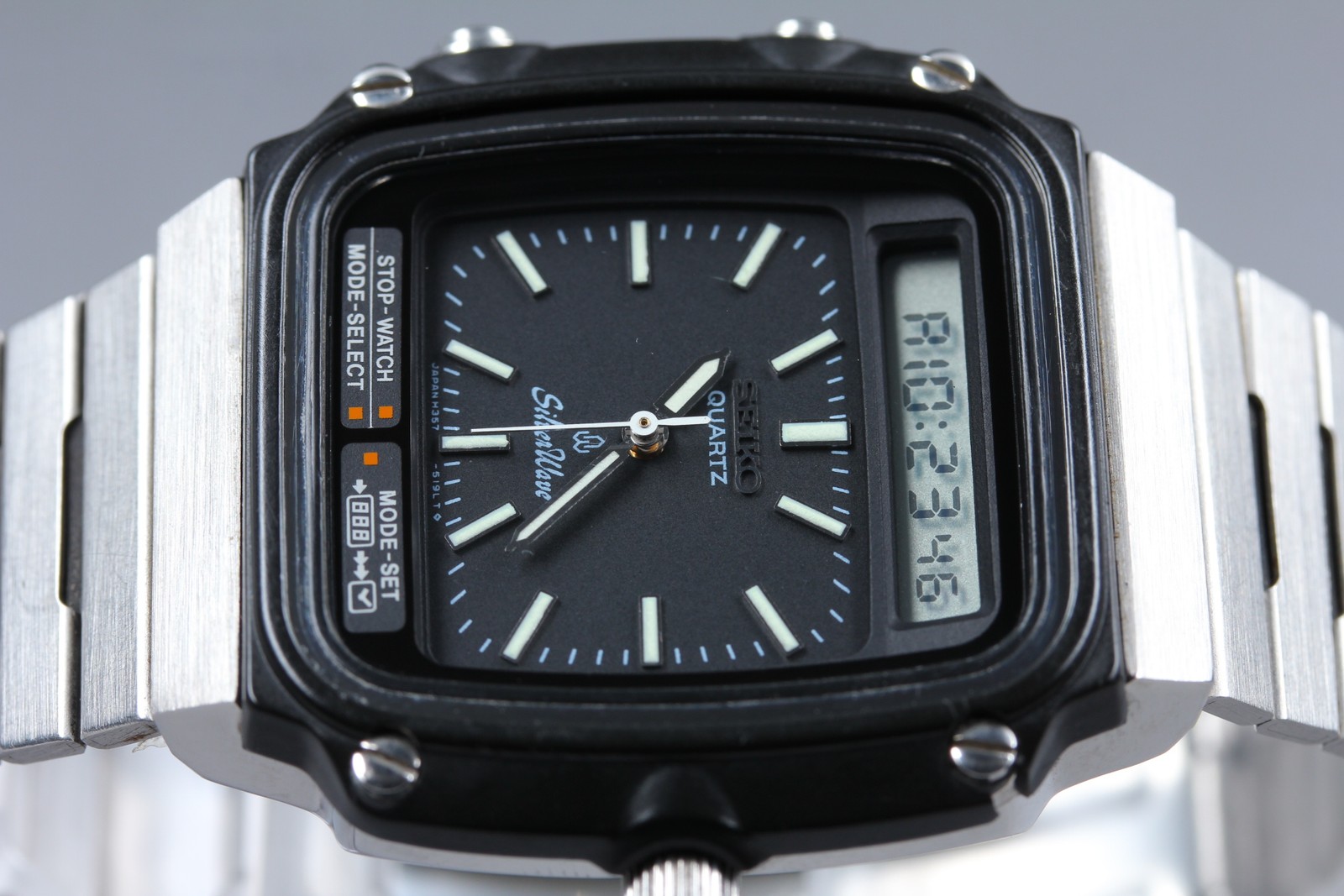 [N MINT] Seiko SilverWave H357-5110 Silver Ana-Digi Qz James Bond Men’s Watch