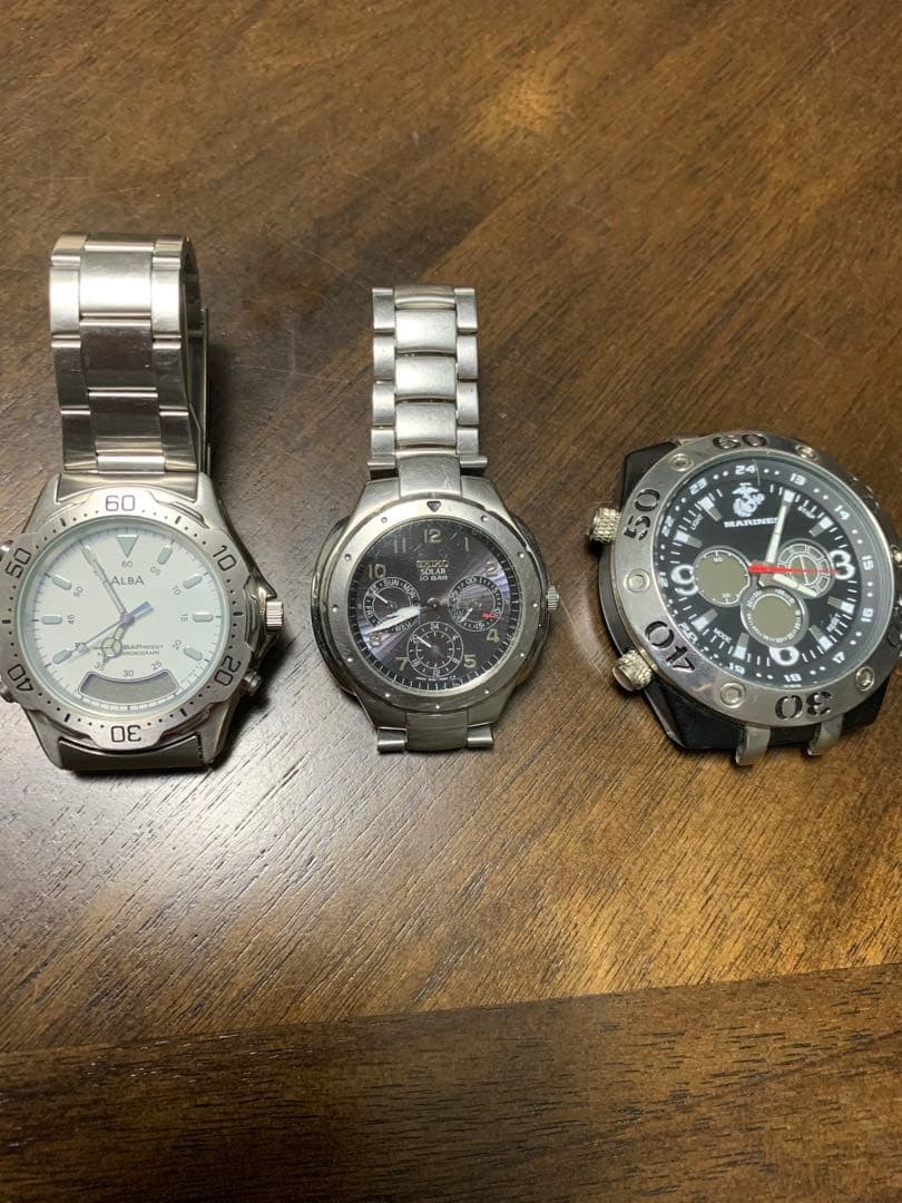 Junk item, untested functionality, 3-piece watch set: ALBA, SEIKO, MARINE