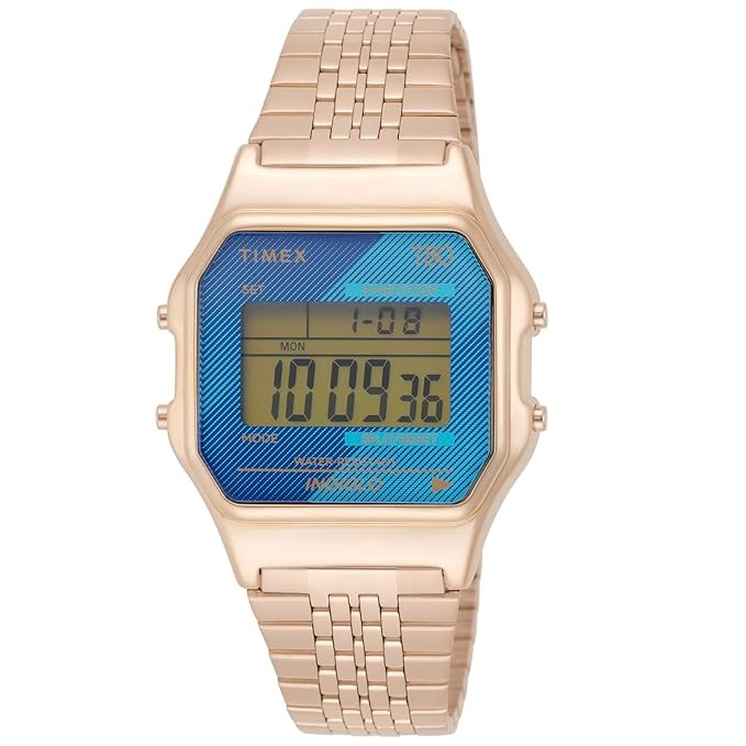Timex T80 34mm Digital Rose Gold-Tone Unisex Watch TW2V19600