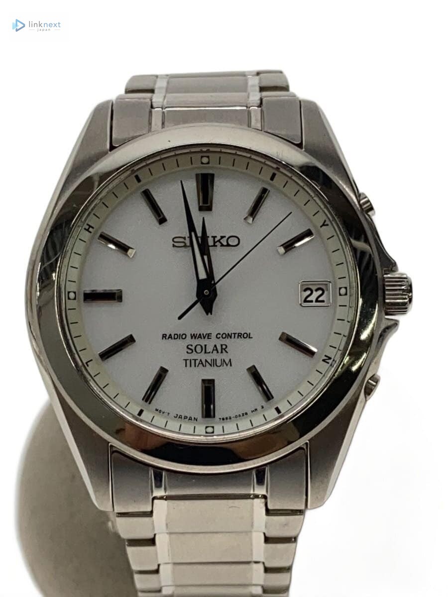 SEIKO 7B52 Solar Radio Control Titanium Men’s Watch White Dial