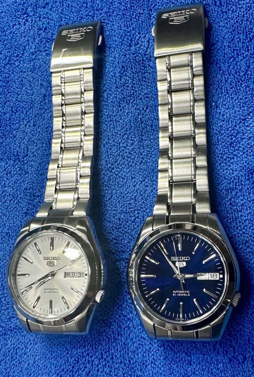 Seiko SNKL43 and SNKL41 Bundle, Blue And Silver Dial Watches