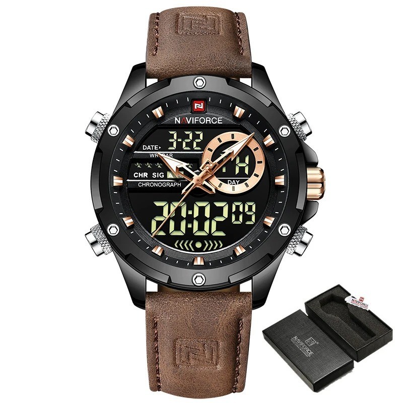 NAVIFORCE Digital Men Military Watch Waterproof Wristwatch LED Quartz Sport