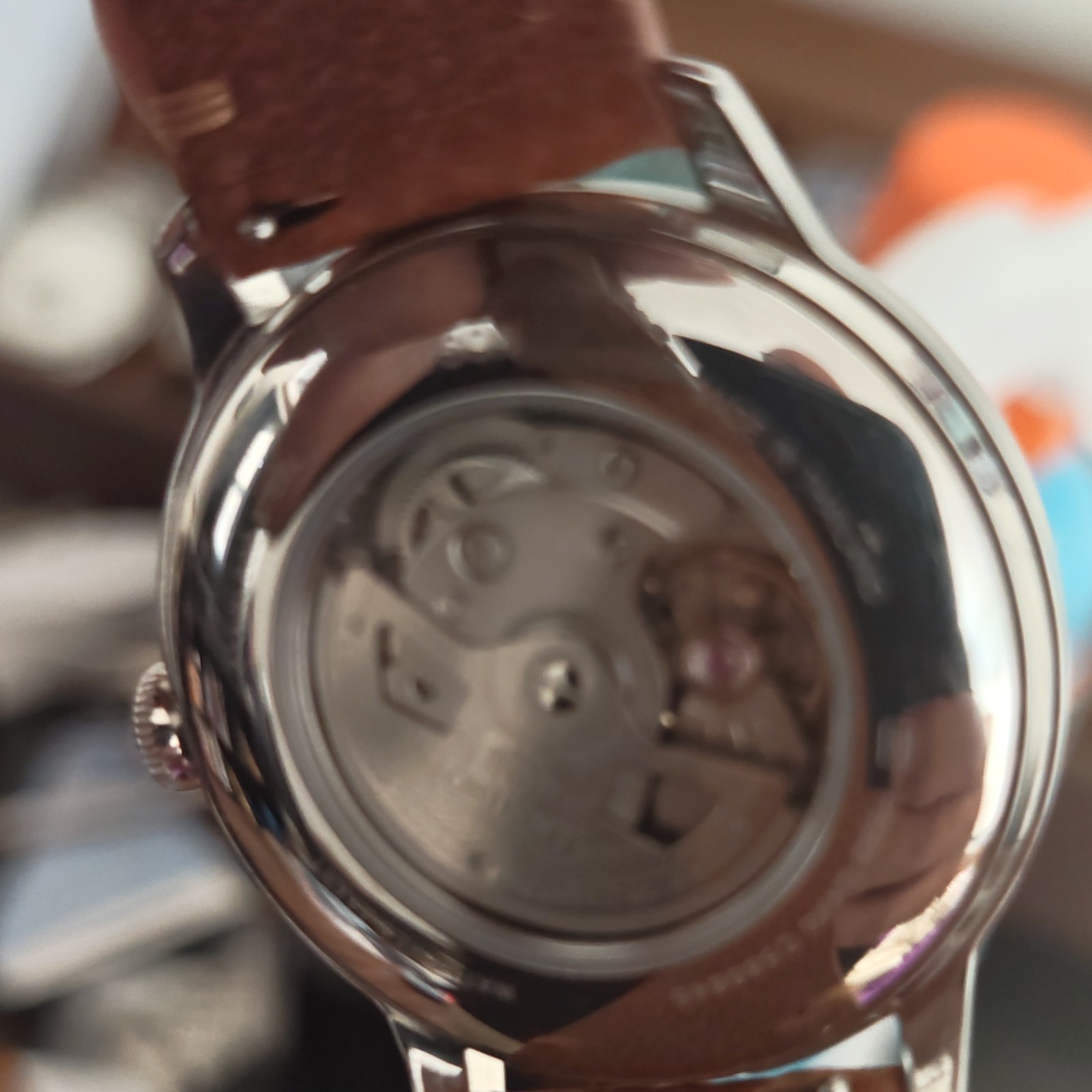 Orient Bambino Sun & Moon Automatic White Dial Brown Leather Strap Watch