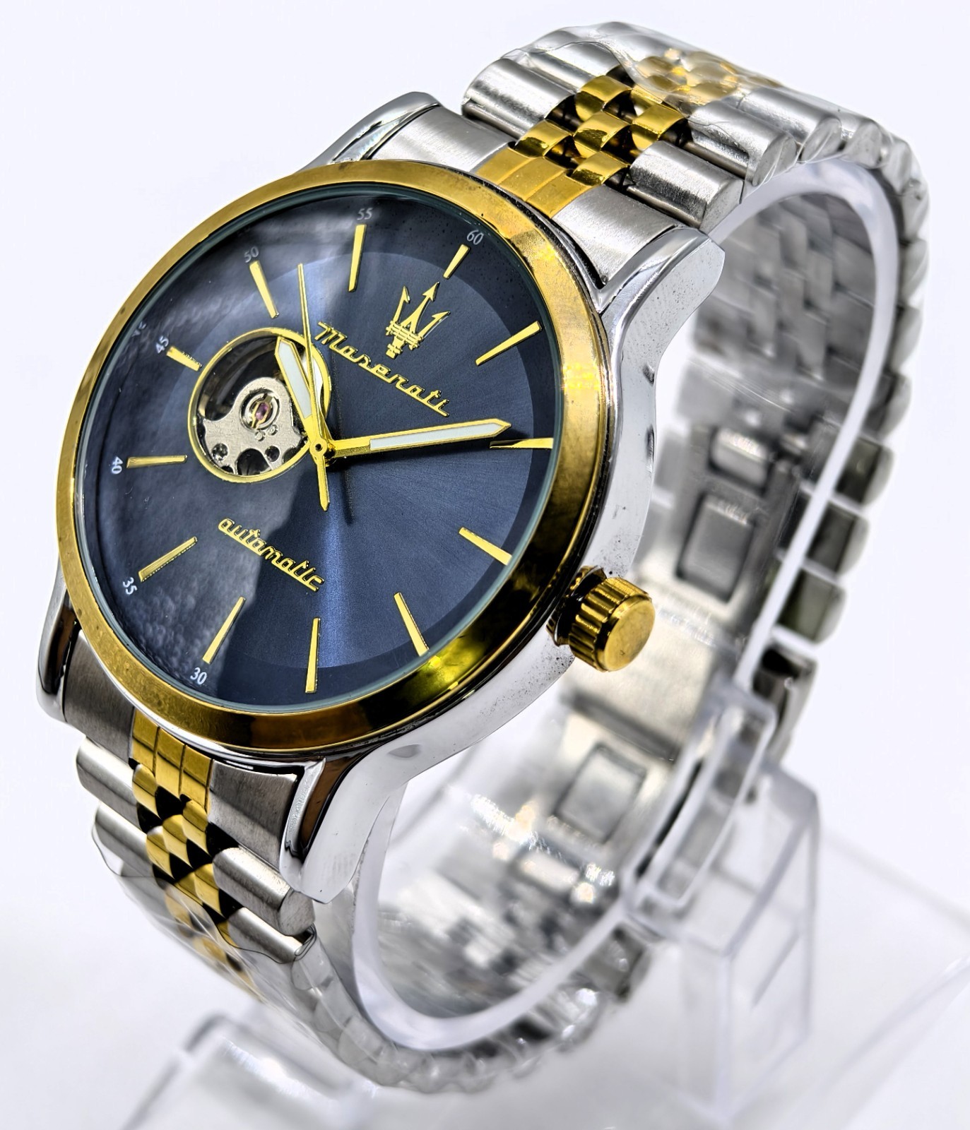 Excellent Maserati Automatic Blue Dial Dual Tone Band Analog Men’s Wrist Watch