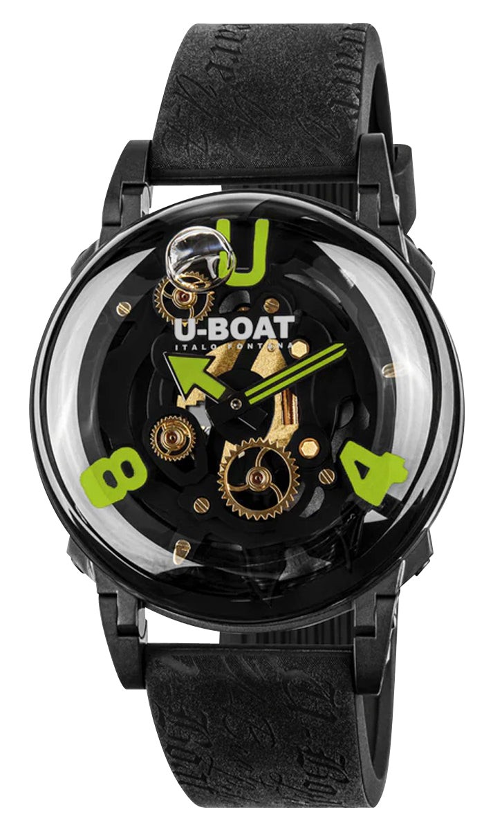 U-Boat U-65 “Green” Black PVD Black Dial Silicone Quartz Mens Mens Watch 3351