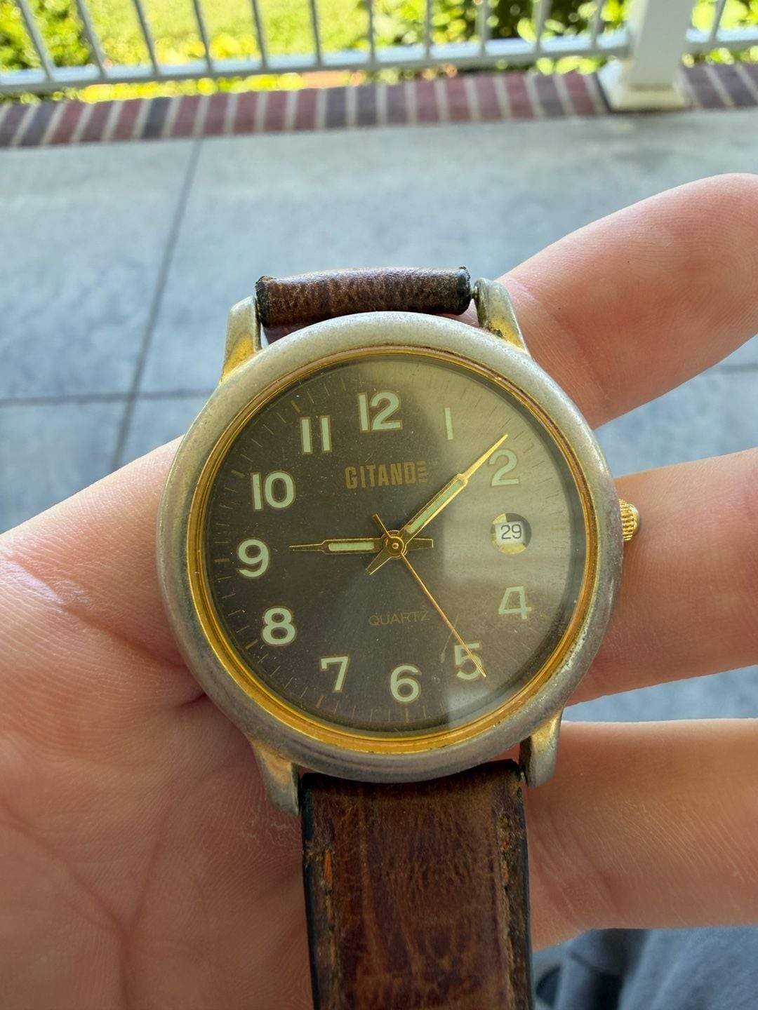 Gitano Quartz Analog Date Watch with Brown Leather Strap