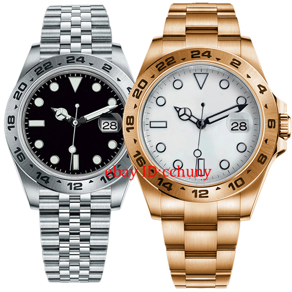 40mm silver rose gold watch GMT White Black Dial Sapphire glass NH35 Movement