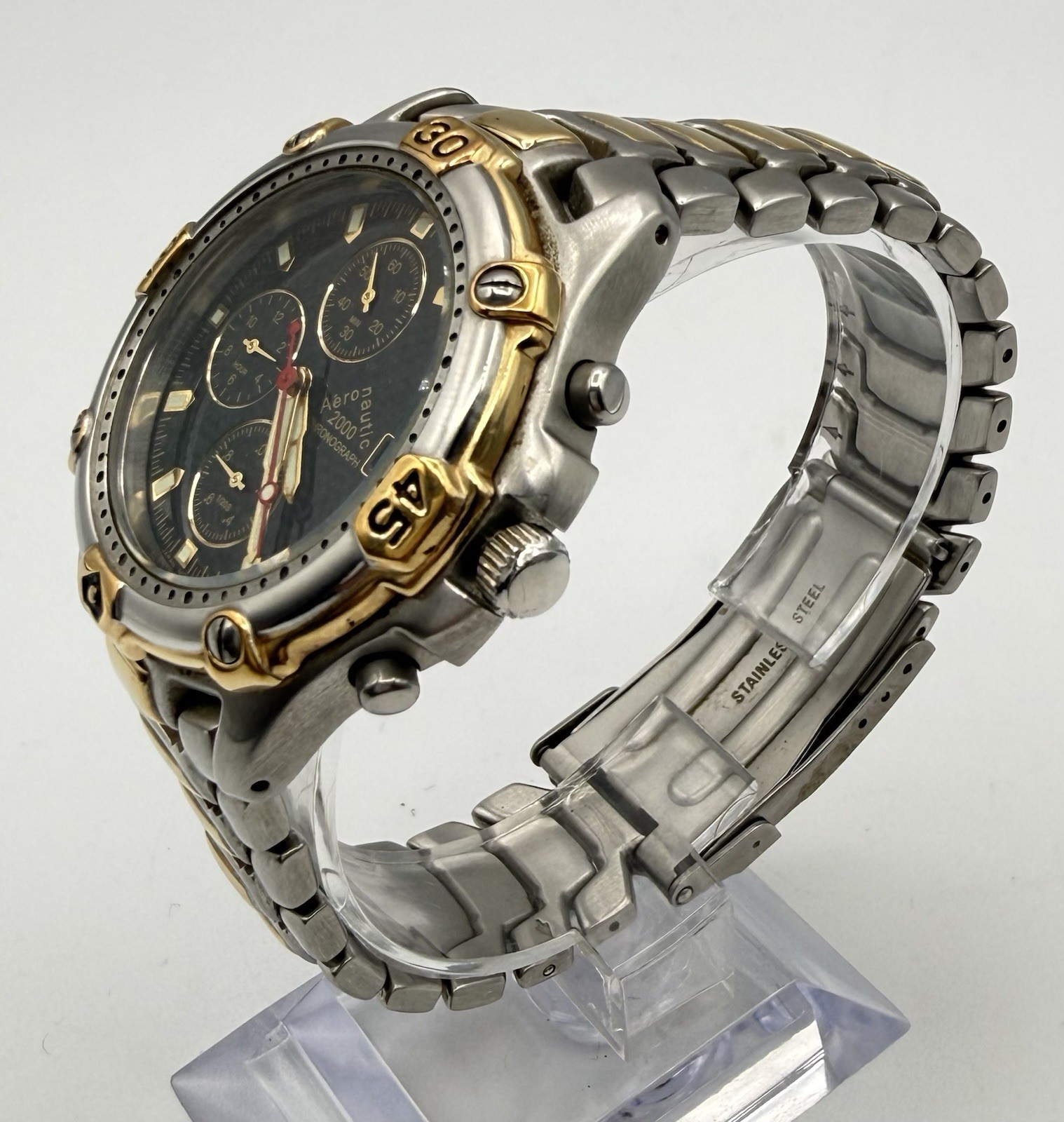 Aeronautic 2000 Chronograph Watch Two Tone Date Quartz Men’s Japan Movt