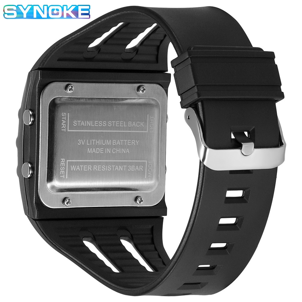 Alloy Watch for Men Square Large LED Screen Digital Backlight Waterproof Sports