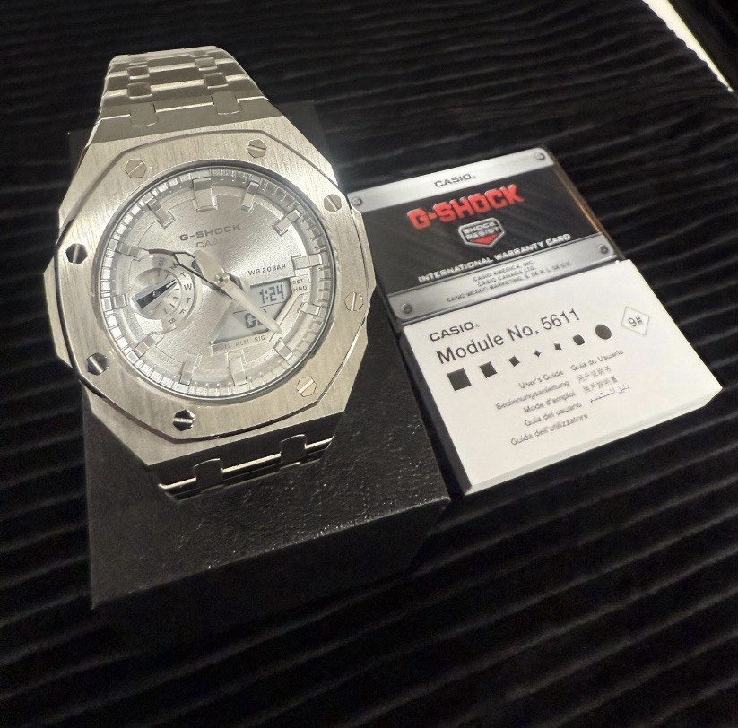Authentic Casio G-Shock GA-2100 Custom Silver Silver Dial Luxury Hip Hop