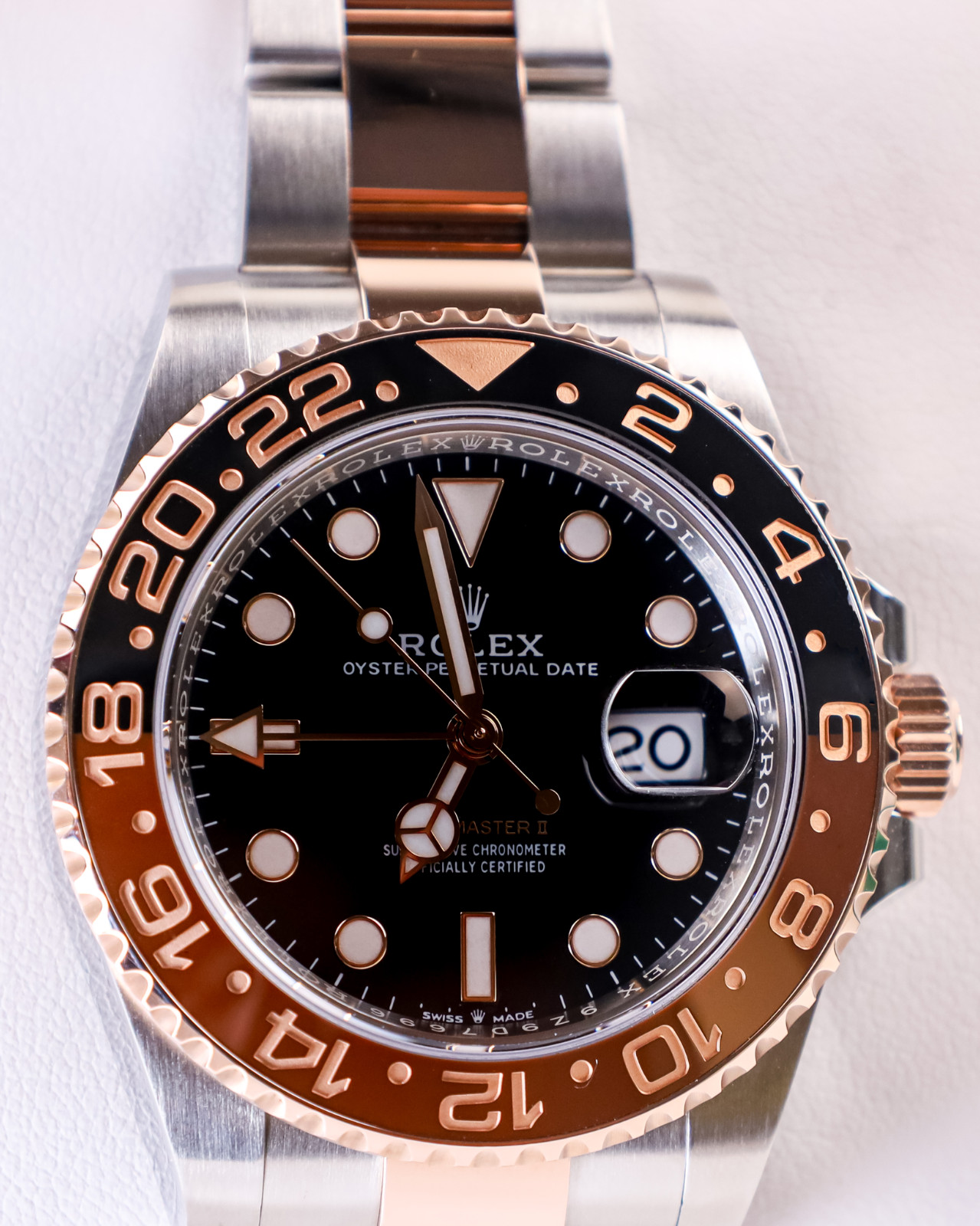 Rolex GMT-Master II 126711CHNR Silver and Pink Oyster Bracelet with Brown and…