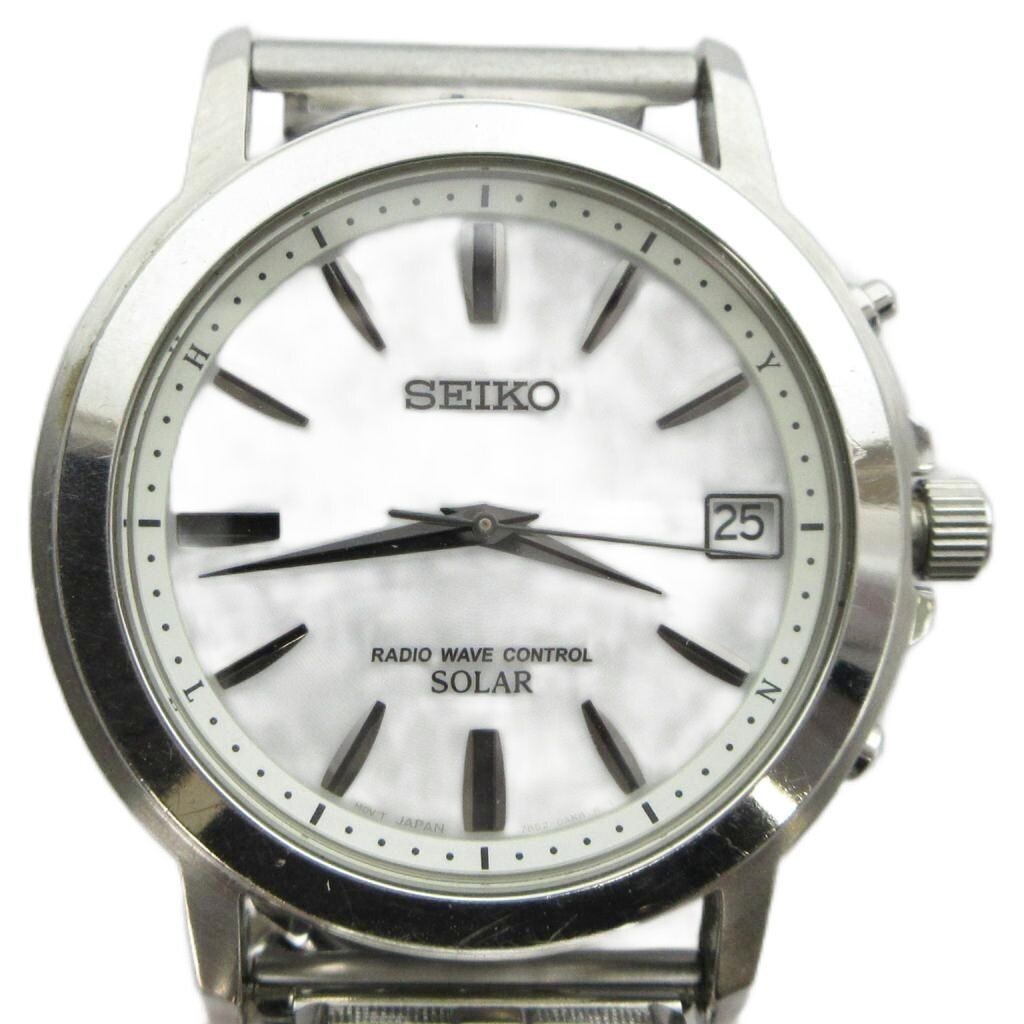 SEIKO Authentic Mens Solar Radio Controlled Watch 7B52 0AF0 Silver Stainless