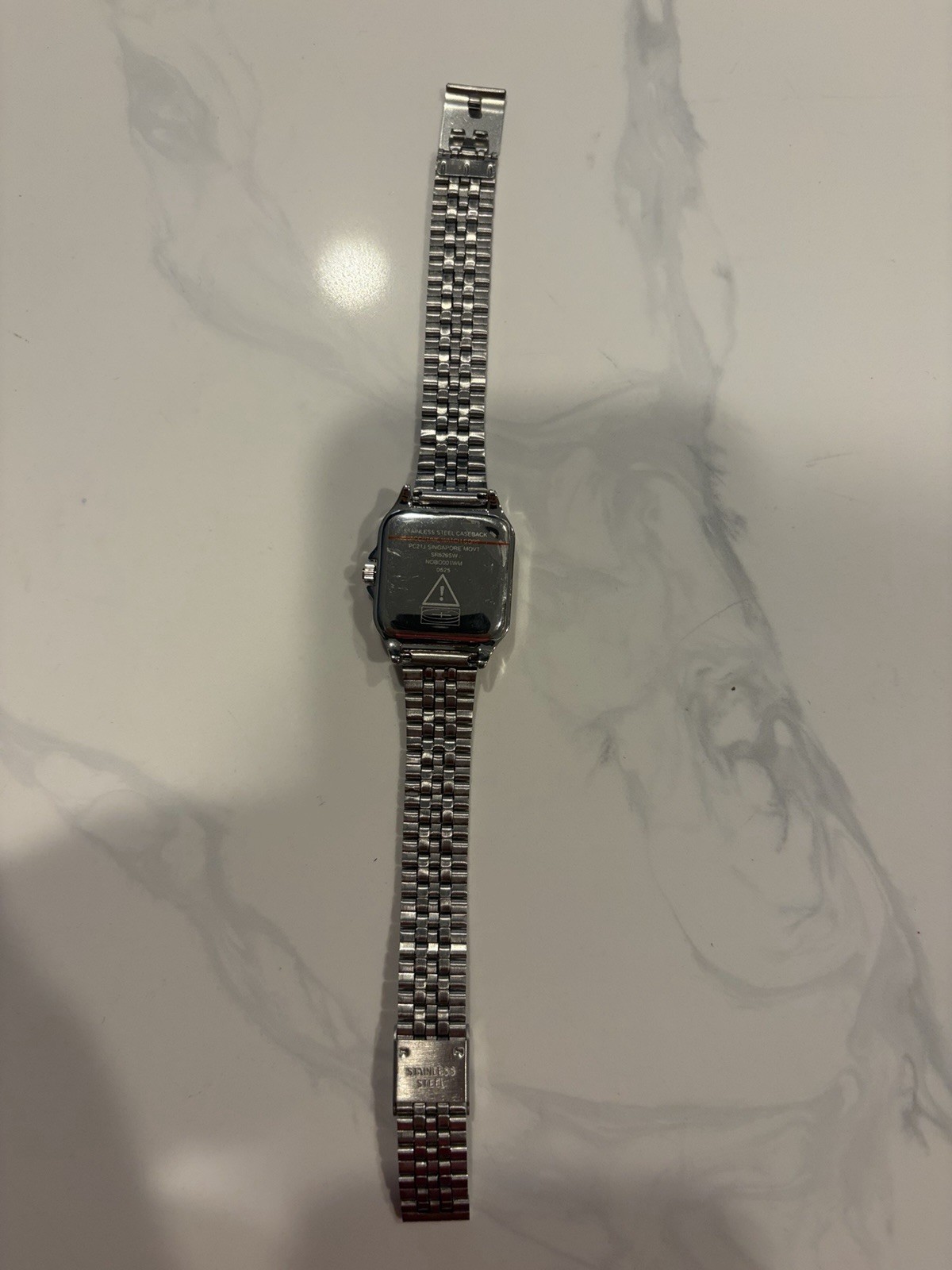 Accutime Silver Square Quartz Watch White Dial Roman Number Dial Silver Bracelet