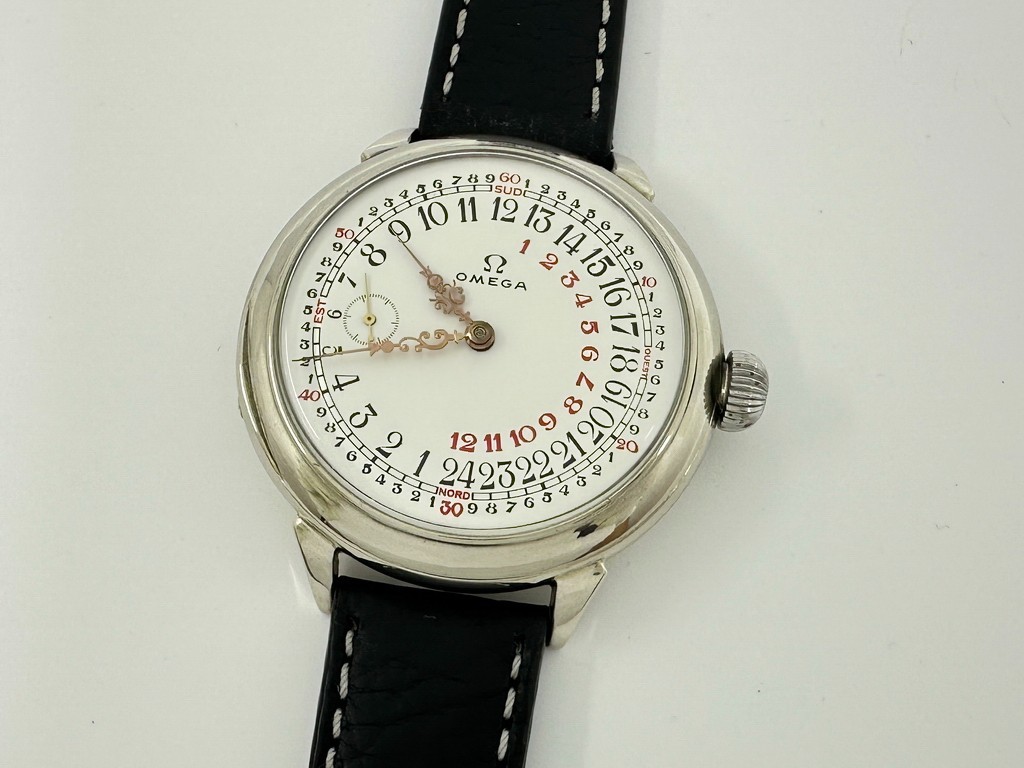 Omega 24-Hour Compass Lépine Day/Night Antique 1916-1923 Swiss Amazing Men Watch