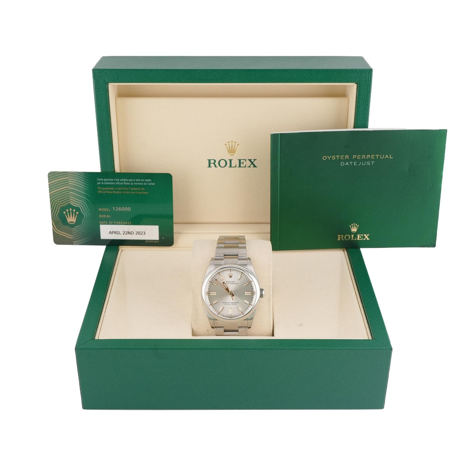 Rolex 126000 Oyster Perpetual 36mm Silver Dial Oyster Bracelet Box & Papers 2023