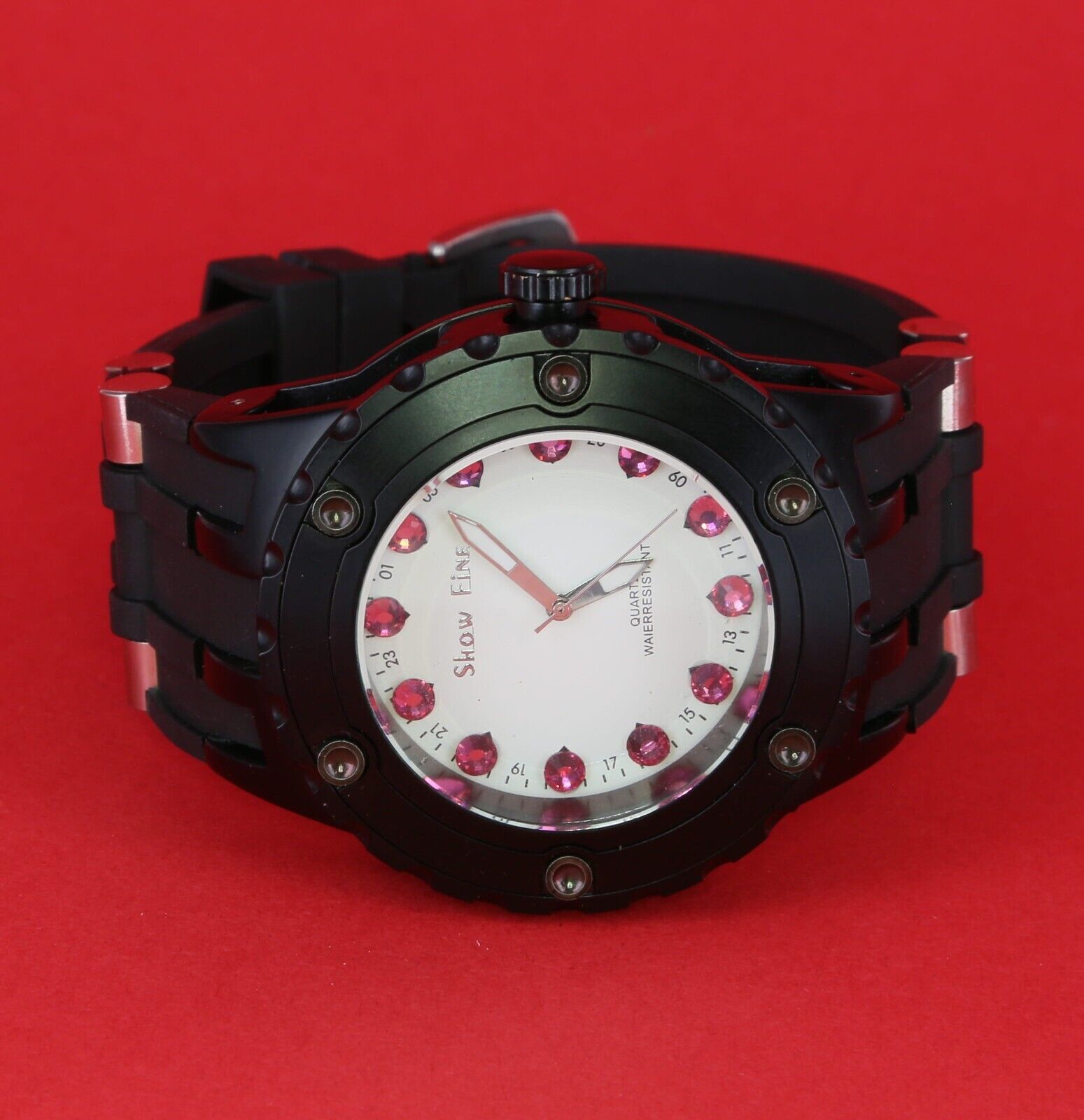 Men’s Designer Show Fine Men’s Black Tones Heavy Duty Jumbo Watch 52mm